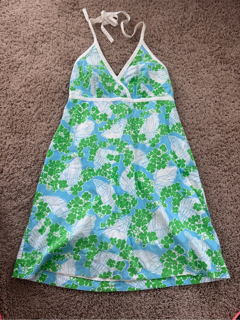 Lilly Pulitzer Blue and Green Floral Halter Dress